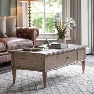 Mestiza Wooden Coffee Table With 1 Drawer In Natural - UK