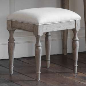 Mestiza Wooden Dressing Stool With Linen Seat In Natural