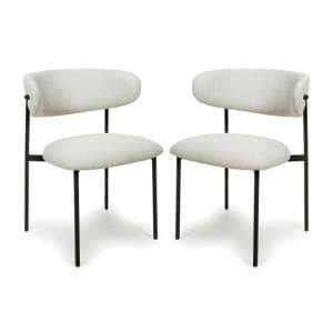 Mestre Natural Linen Effect Fabric Dining Chairs In Pair - UK