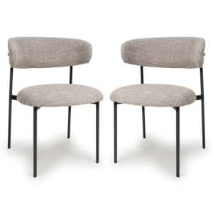 Mestre Oatmeal Tweed Fabric Dining Chairs In Pair - UK