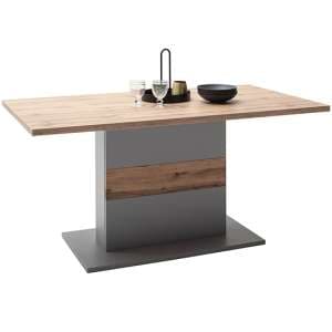 Mestre Rectangular Wooden Dining Table In Oak And Artic Grey