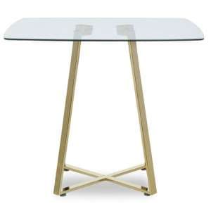 Metairie Square Clear Glass Top Dining Table With Gold Base - UK