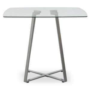 Metairie Square Clear Glass Top Dining Table With Grey Base - UK