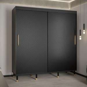 Metz I Wooden Wardrobe With 2 Sliding Doors 200cm In Black