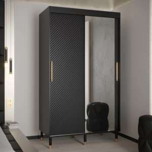Metz II Mirrored Wardrobe With 2 Sliding Doors 120cm In Black
