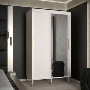 Metz II Mirrored Wardrobe With 2 Sliding Doors 120cm In White
