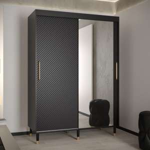 Metz II Mirrored Wardrobe With 2 Sliding Doors 150cm In Black