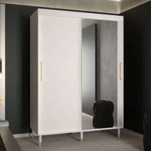 Metz II Mirrored Wardrobe With 2 Sliding Doors 150cm In White