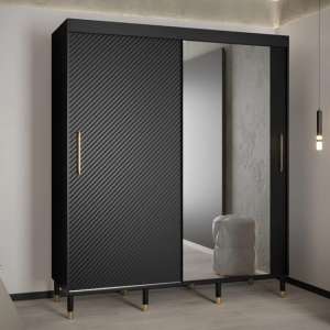 Metz II Mirrored Wardrobe With 2 Sliding Doors 180cm In Black