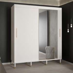 Metz II Mirrored Wardrobe With 2 Sliding Doors 180cm In White