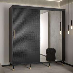 Metz II Mirrored Wardrobe With 2 Sliding Doors 200cm In Black