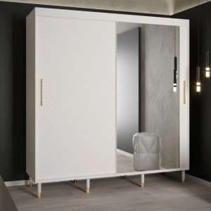 Metz II Mirrored Wardrobe With 2 Sliding Doors 200cm In White