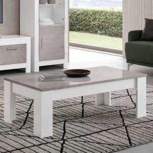 Metz High Gloss Coffee Table In White And Grey Marble Effect