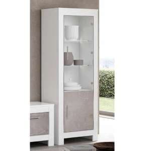 Metz Gloss Display Cabinet 1 Door In White And Grey With LED
