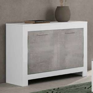 Metz High Gloss Sideboard With 2 Doors In White And Grey