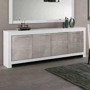 Metz High Gloss Sideboard With 4 Doors In White And Grey
