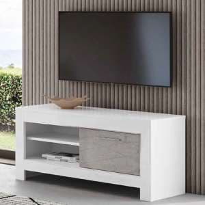 Metz High Gloss TV Stand With 1 Door In White And Grey