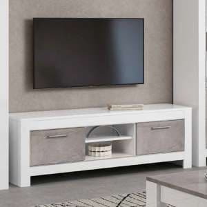 Metz High Gloss TV Stand With 2 Doors In White And Grey