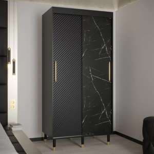 Metz Wooden Wardrobe With 2 Sliding Doors 100cm In Black - UK
