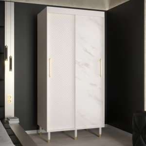 Metz Wooden Wardrobe With 2 Sliding Doors 100cm In White - UK