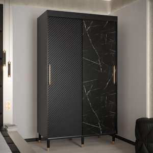 Metz Wooden Wardrobe With 2 Sliding Doors 120cm In Black - UK