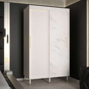 Metz Wooden Wardrobe With 2 Sliding Doors 120cm In White - UK