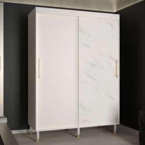 Metz Wooden Wardrobe With 2 Sliding Doors 150cm In White - UK
