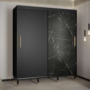 Metz Wooden Wardrobe With 2 Sliding Doors 180cm In Black - UK