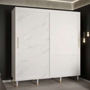 Metz Wooden Wardrobe With 2 Sliding Doors 200cm In White - UK