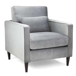 Manichean Plush Velvet Armchair In Grey - UK