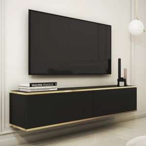Mexico Floating Wooden TV Stand With 2 Doors In Black - UK