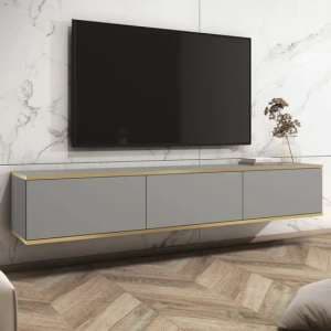 Mexico Floating Wooden TV Stand With 3 Doors In Grey - UK