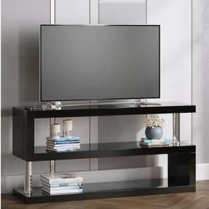 Miami High Gloss S Shape Design TV Stand In Black