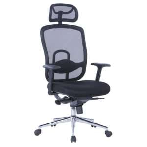 Miamian Fabric Mesh Home And Office Chair In Black