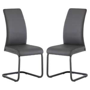 Michton Grey Faux Leather Dining Chairs In Pair
