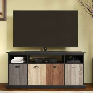 Midhurst Large Wooden TV Stand With 4 Drawers In Black - UK