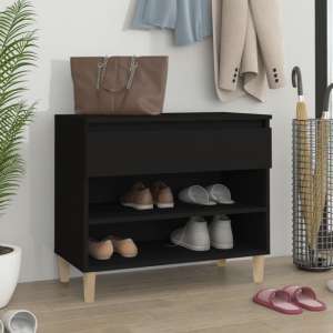 Midland Wooden Hallway Shoe Storage Rack In Black - UK