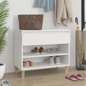 Midland Wooden Hallway Shoe Storage Rack In White - UK