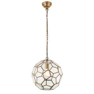Miele Clear Glass Pendant Light In Antique Brass - UK