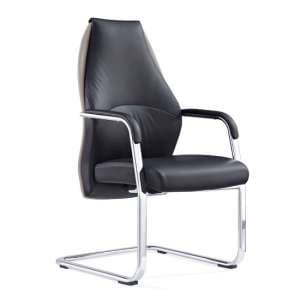 Mien Leather Cantilever Office Visitor Chair In Black And Mink - UK