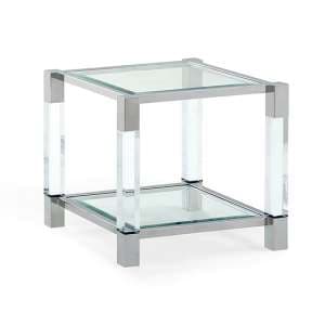 Mila Clear Glass Top End Table With Polished Frame