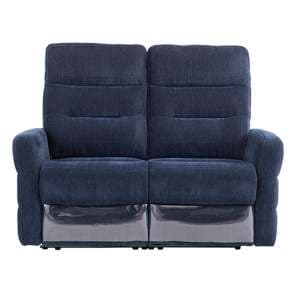 Mila Fabric Electric Recliner 2 Seater Sofa In Navy Blue - UK