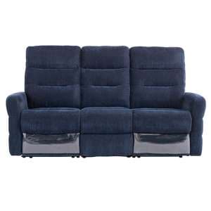 Mila Fabric Electric Recliner 3 Seater Sofa In Navy Blue - UK