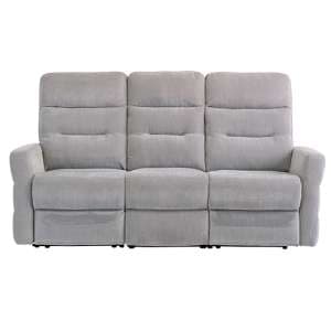 Mila Fabric Electric Recliner 3 Seater Sofa In Silver Grey - UK