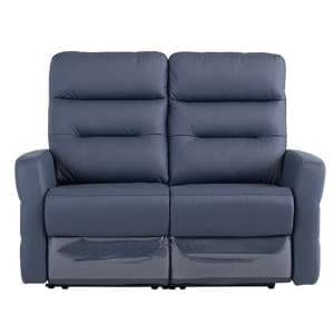 Mila Leather Electric Recliner 2 Seater Sofa In Blue