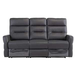 Mila Leather Electric Recliner 3 Seater Sofa In Charcoal