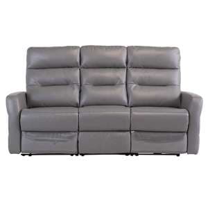 Mila Leather Electric Recliner 3 Seater Sofa In Grey