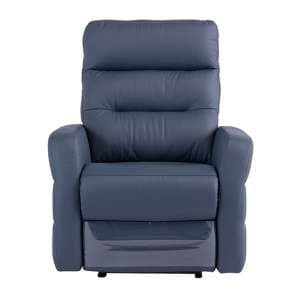 Mila Leather Electric Recliner Armchair In Blue