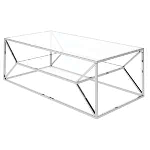 Milagro Glass Coffee Table With Polished Stainless Steel Frame