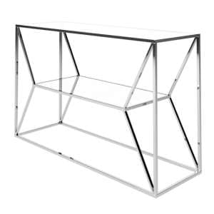 Milagro Glass Console Table With Polished Stainless Steel Frame - UK